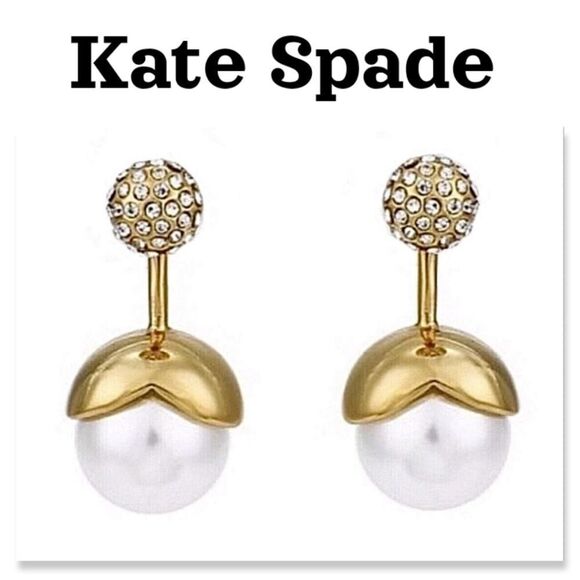 KATE SPADE FAUX PEARLPAVE'GOLD DAINTY SPARKLERS2-IN-1 EARRINGS MSRP $78.00 - Picture 1 of 14